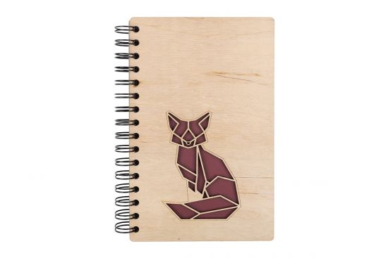 Sitting fox A5 Wooden Notebook