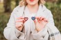 Wooden Brooch Folk Heart – Blue