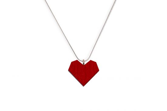 Wooden Pendant Red Heart