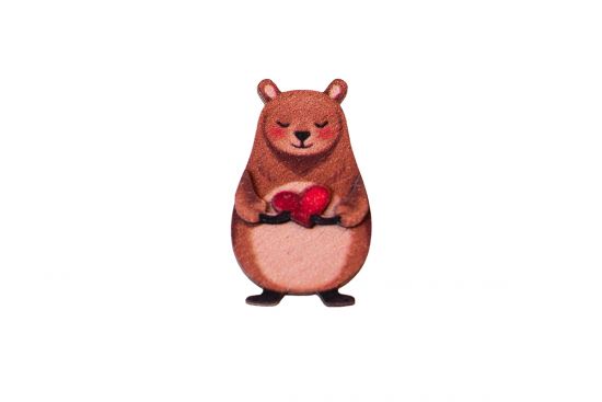 Wooden Brooch – Beaver Love