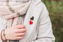 Wooden Brooch Red Heart