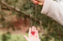 Wooden Pendant Red Heart